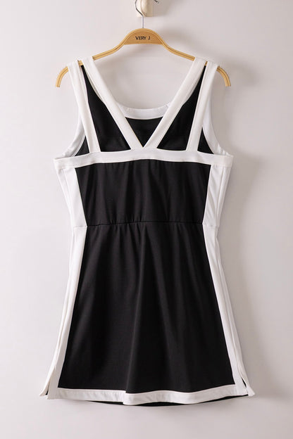 Color Block Activewear Mini Dress W/ Bra Cap