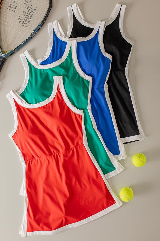 Color Block Activewear Mini Dress W/ Bra Cap