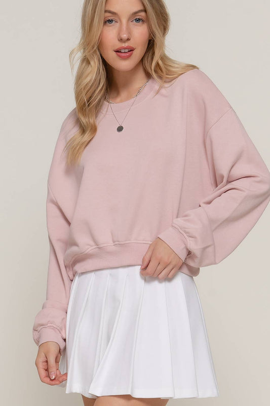 Long Sleeve Crew Neck Short Sweatshirt