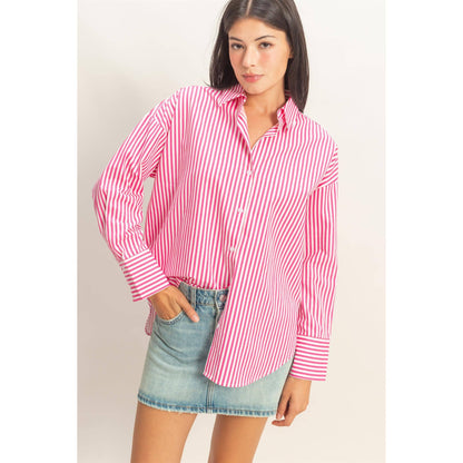 Striped Button-Up Poplin Shirt