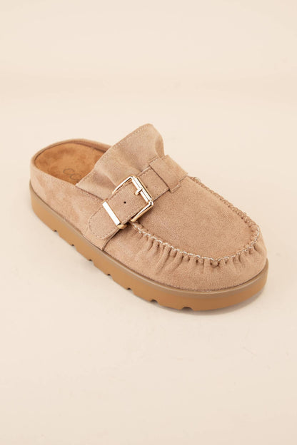 Effy Ruffle Slip On Moccasin Mule
