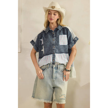 Lace & Stars Denim Blouse