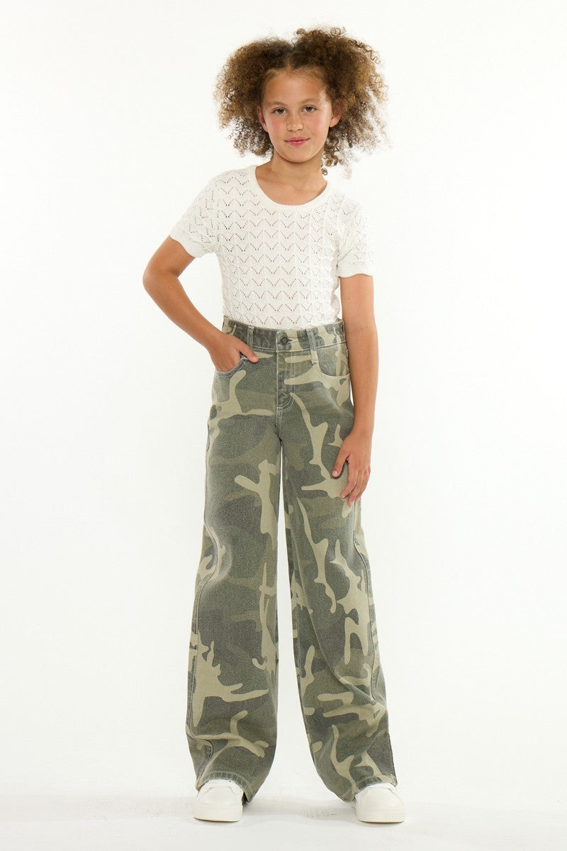 Youth High Rise Camo Wide Leg