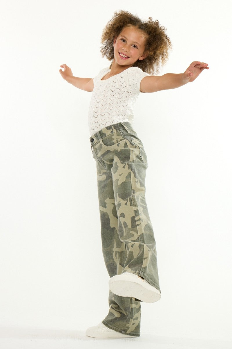 Youth High Rise Camo Wide Leg