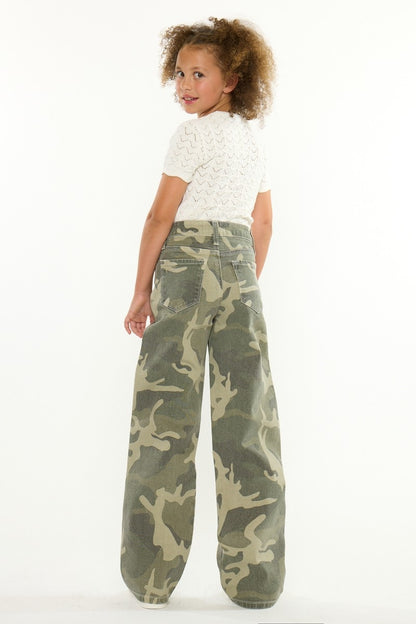 Youth High Rise Camo Wide Leg