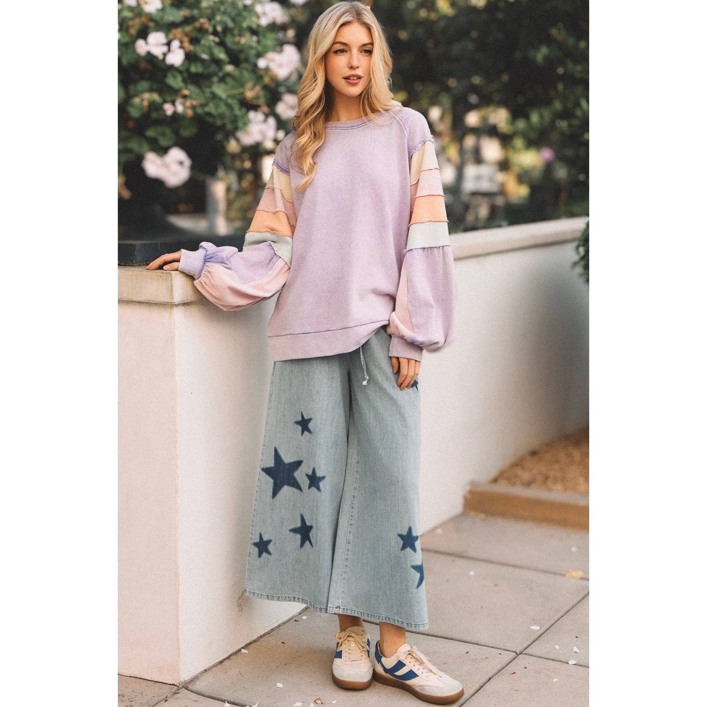 Starry Wide-Leg Denim Pants