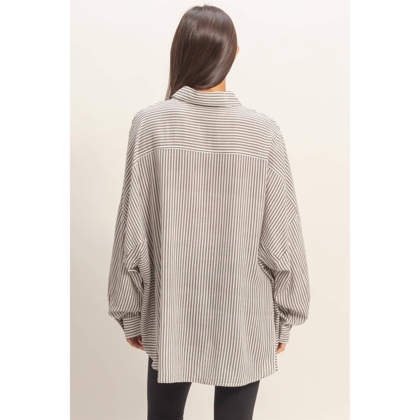 Oversized Striped Button-Up Shirt
