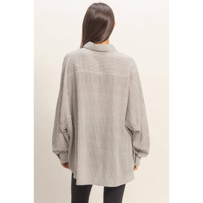 Oversized Striped Button-Up Shirt