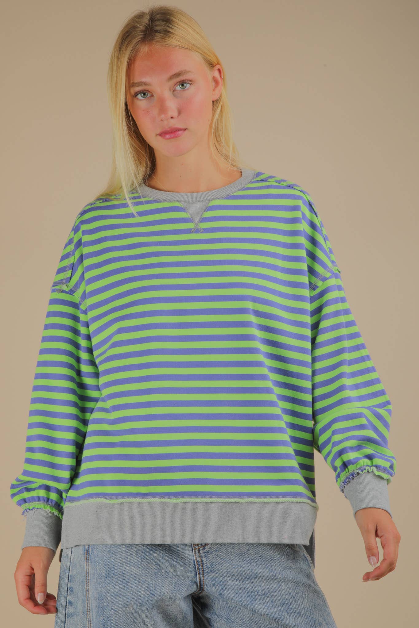 Stripe Comfy Casual Oversized Knit Top