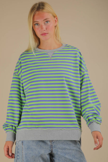 Stripe Comfy Casual Oversized Knit Top