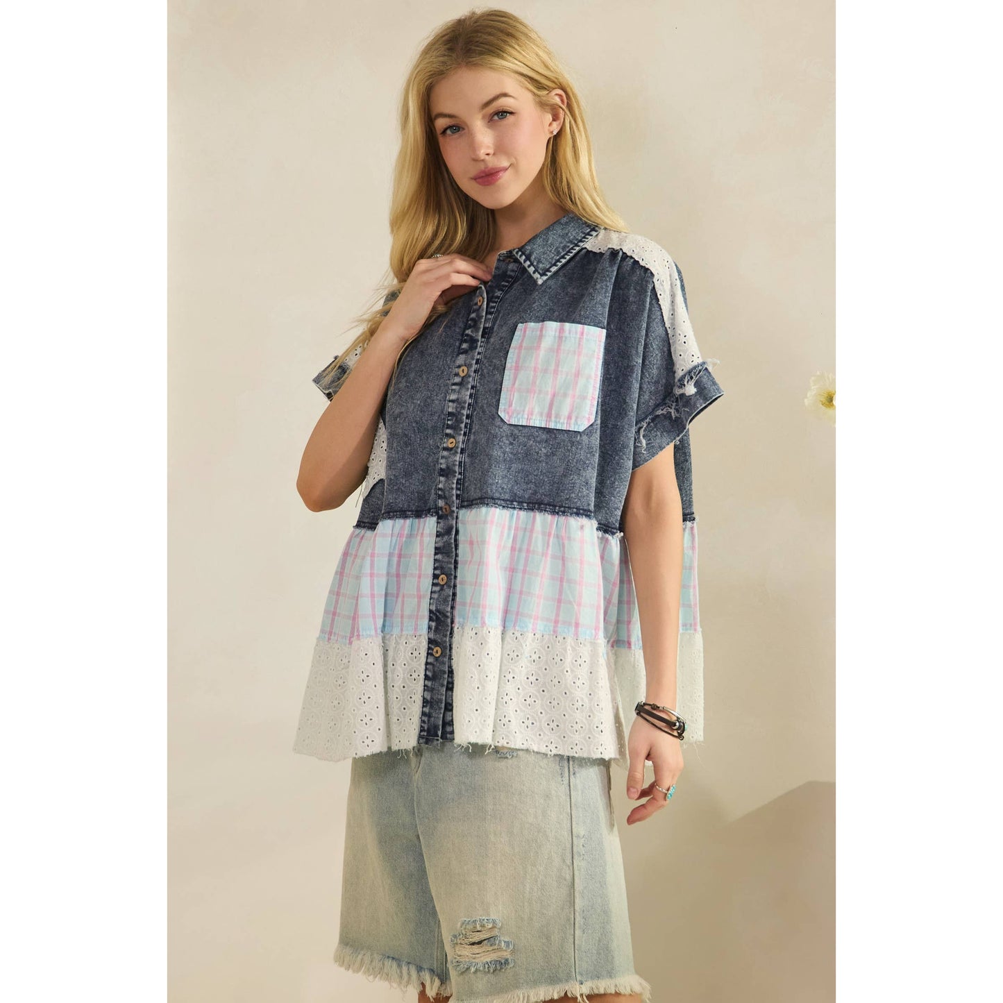 Lace & Stars Denim Blouse