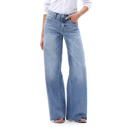 ONESO Mid Rise Wide Leg Jeans Raw Hem Vintage Distressed