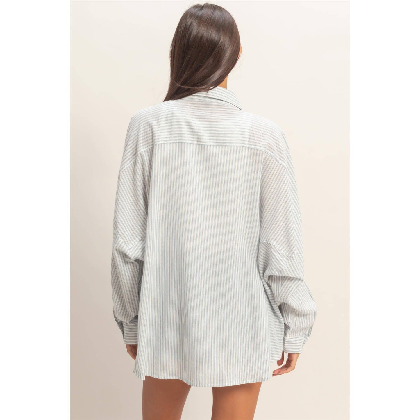 Oversized Striped Button-Up Shirt