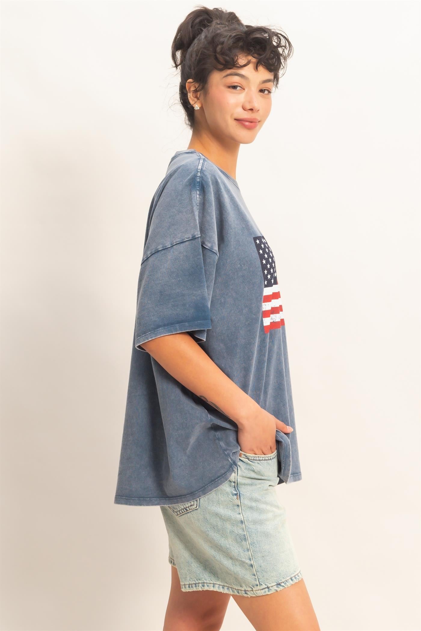 Mineral Washed Flag Graphic Tee