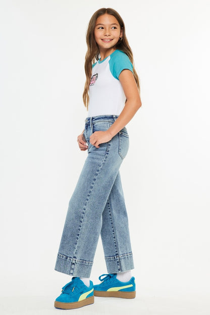 Youth High Rise Crop Wide Jeans