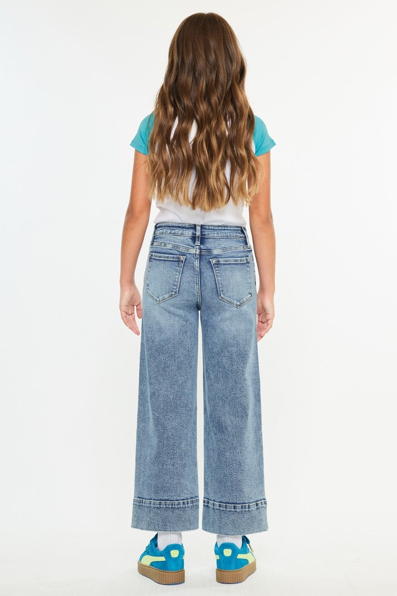 Youth High Rise Crop Wide Jeans