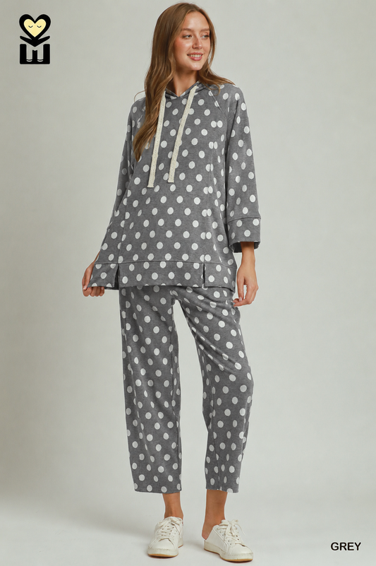 Polka Dot Printed Hoodie and Pant Set