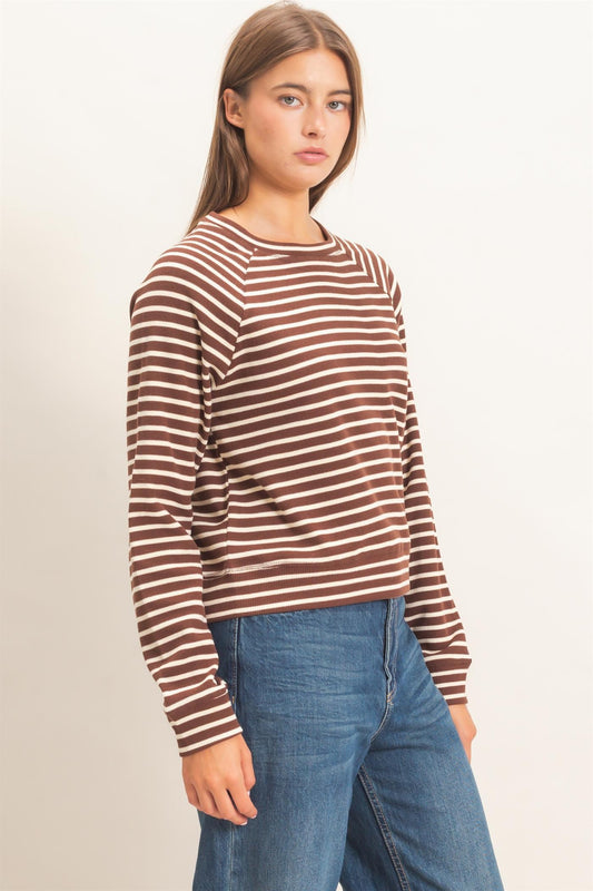 Striped Waffle Knit Raglan Top