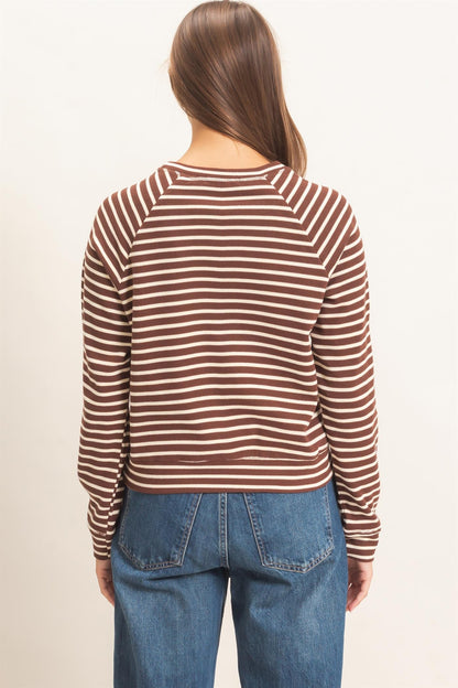 Striped Waffle Knit Raglan Top