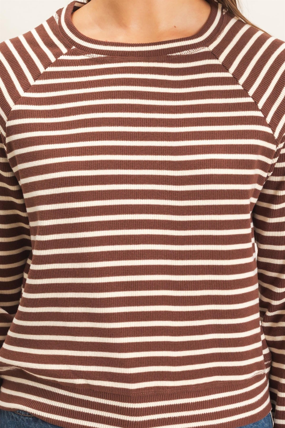 Striped Waffle Knit Raglan Top