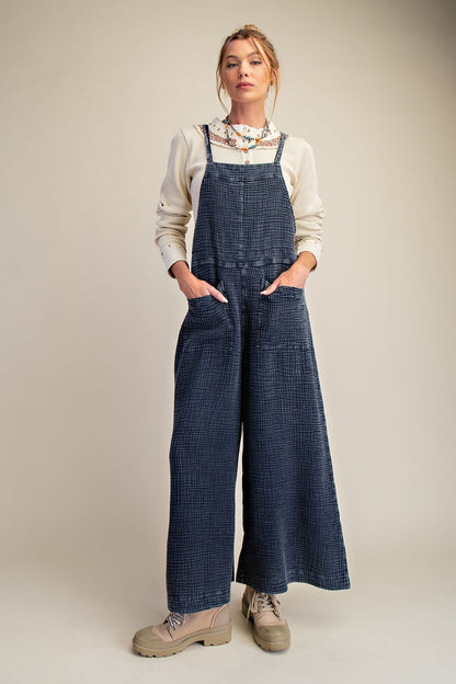 Washed Cotton Jumpsuit Overalls