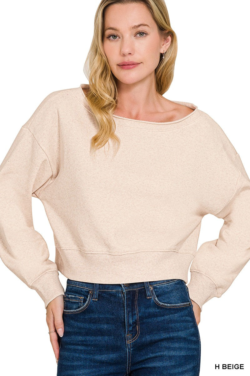 Fleece Boat-neck Pullover