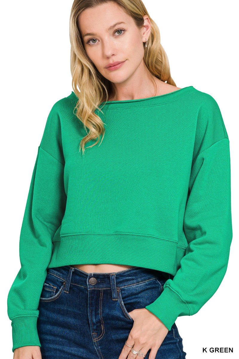 Fleece Boat-neck Pullover