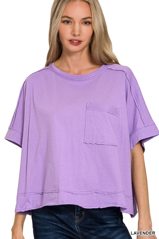 Exposed Seam Oversized Crop Box Tee