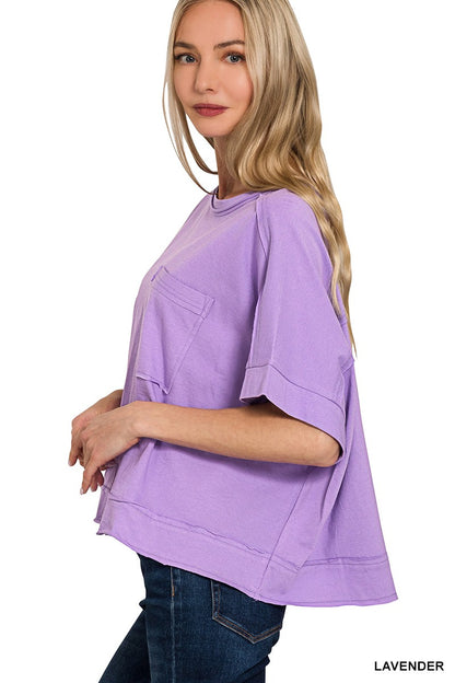 Exposed Seam Oversized Crop Box Tee
