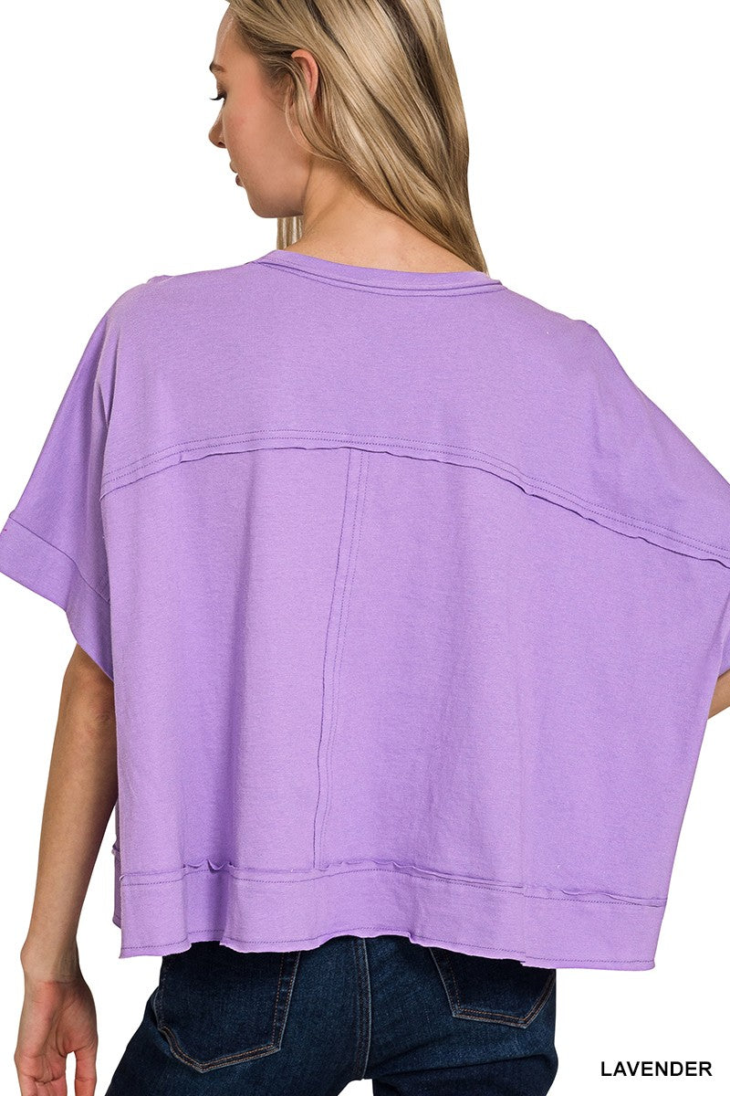 Exposed Seam Oversized Crop Box Tee