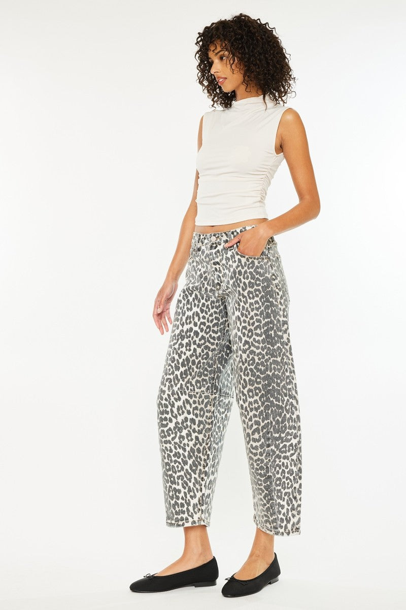High Rise Leopard Horseshoe Jeans