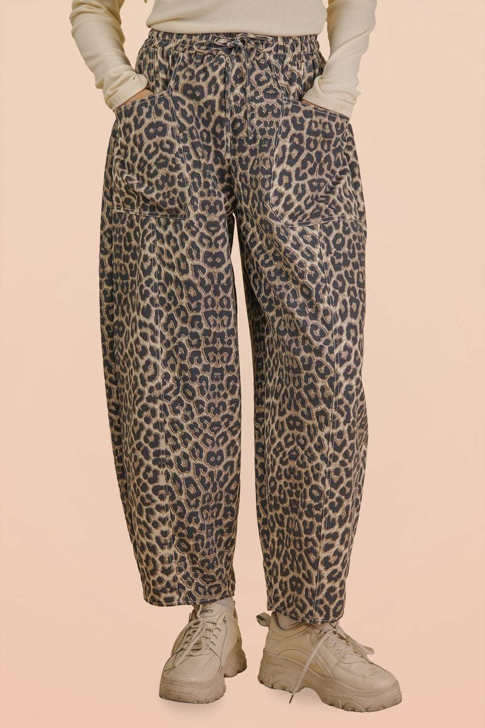 Leopard Casual Barrel Pants