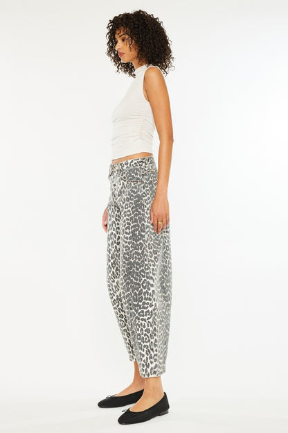 High Rise Leopard Horseshoe Jeans