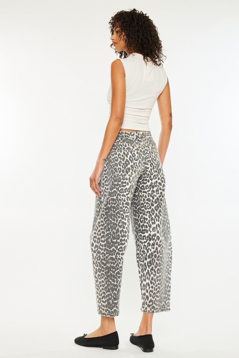 High Rise Leopard Horseshoe Jeans