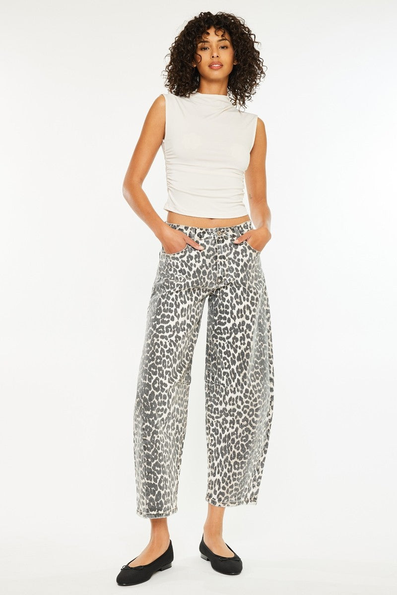 High Rise Leopard Horseshoe Jeans