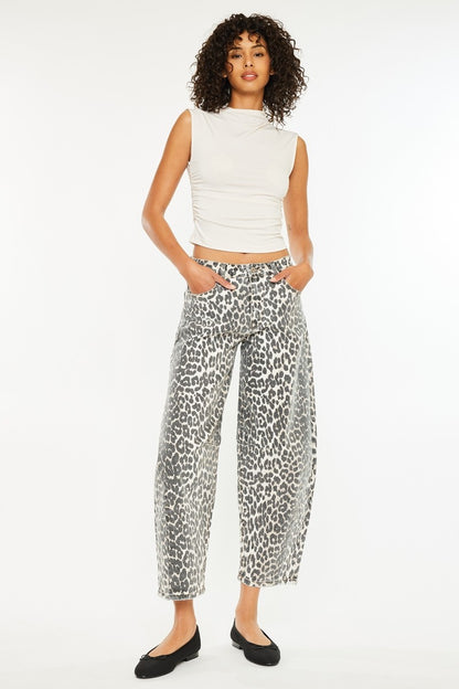 High Rise Leopard Horseshoe Jeans