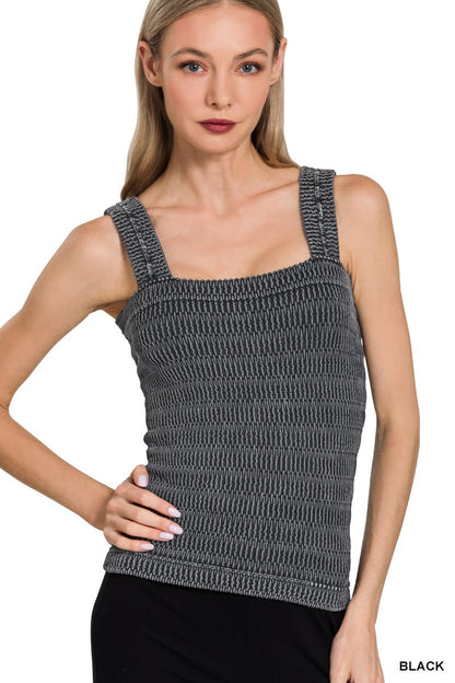 Seamless Wrinkle Stone Washed Tank Top