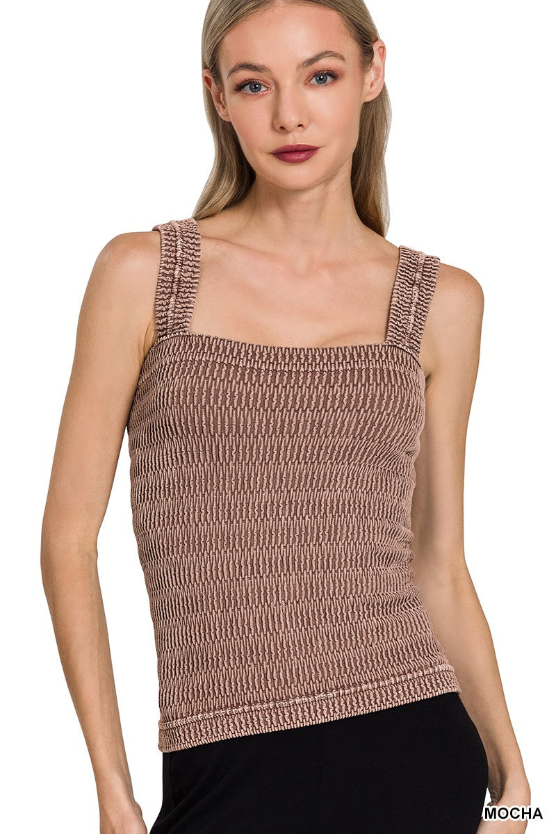 Seamless Wrinkle Stone Washed Tank Top