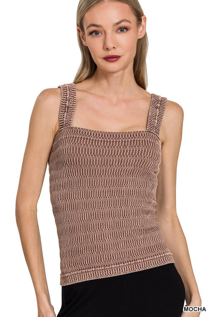 Seamless Wrinkle Stone Washed Tank Top