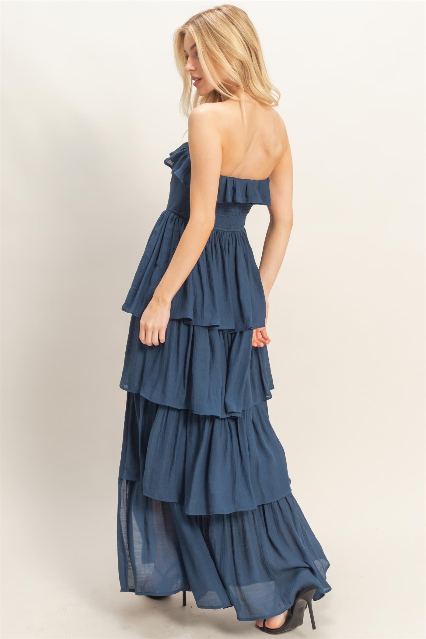 Tiered Strapless Ruffle Dress