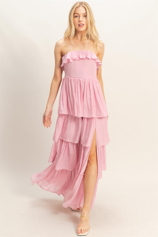 Tiered Strapless Ruffle Dress