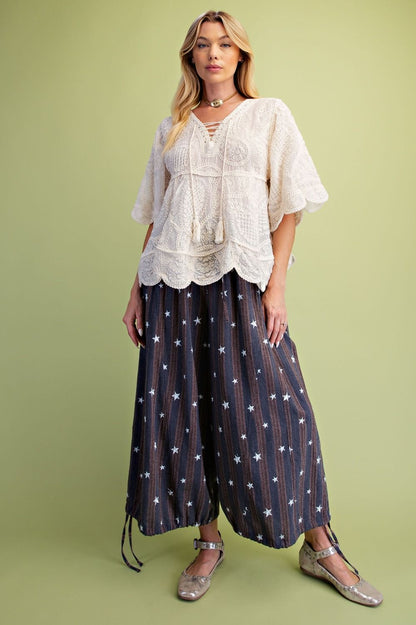 Half Sleeve Embroidery Babydoll Tunic
