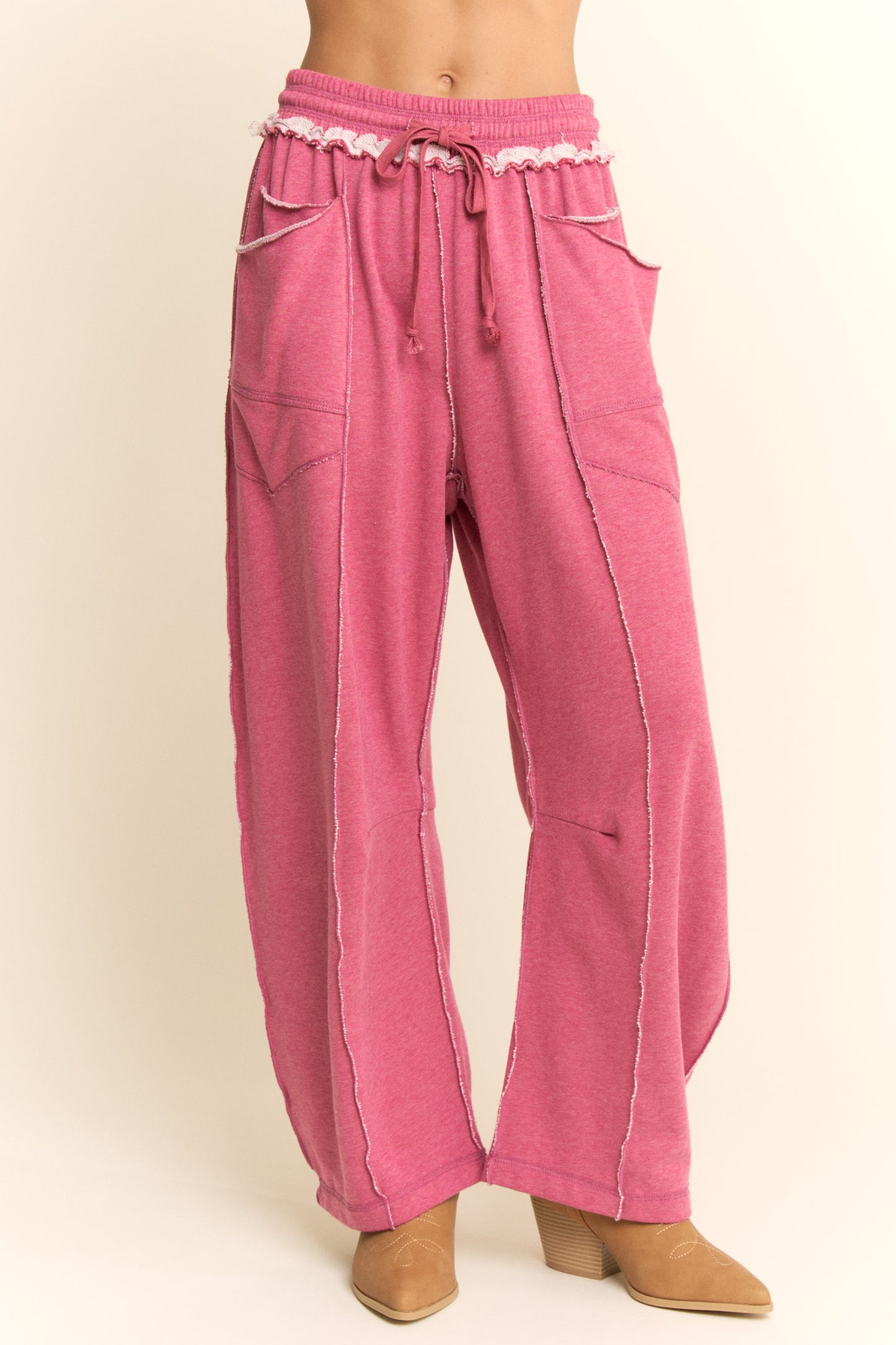 LS Mineral Washed Top Elastic Waist Pant Set