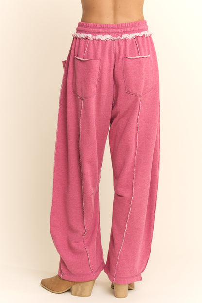 LS Mineral Washed Top Elastic Waist Pant Set