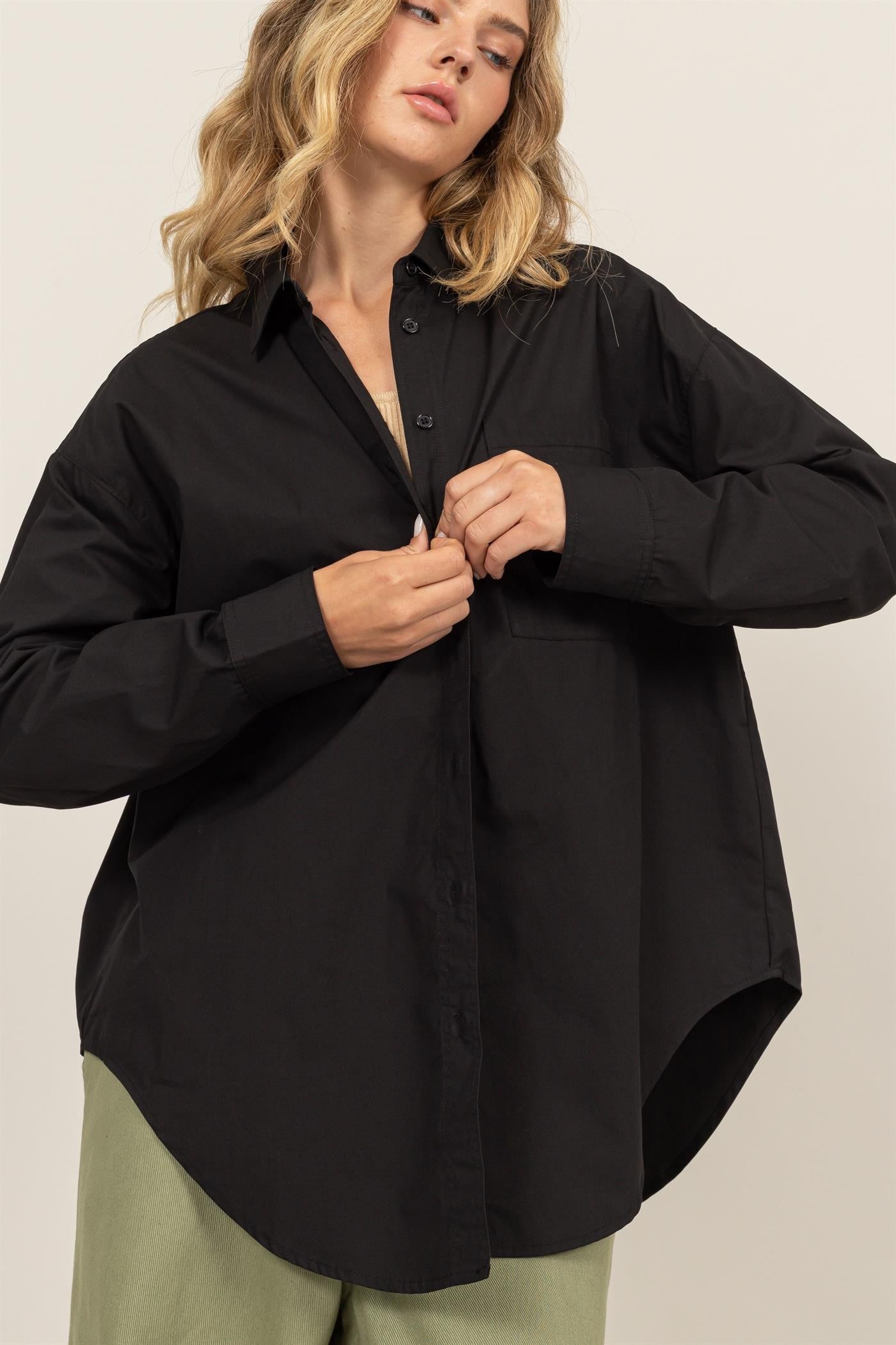 Oversized Cotton Button-up Shirt