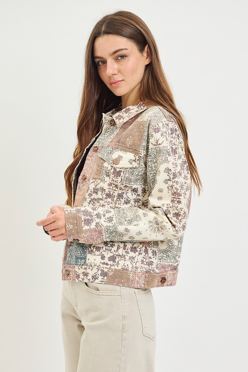 Paisley Print Denim Jacket