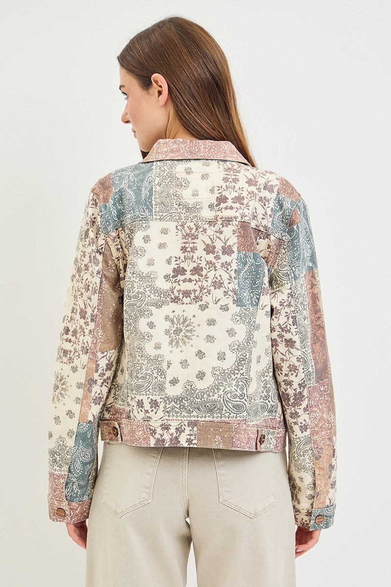 Paisley Print Denim Jacket
