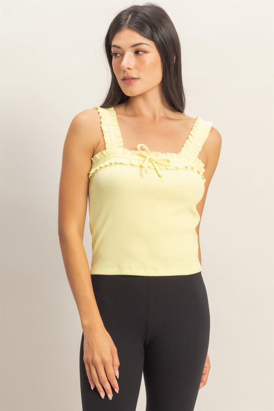 Ruffle Strap Bow Tank Top