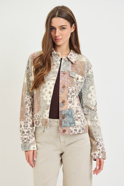 Paisley Print Denim Jacket
