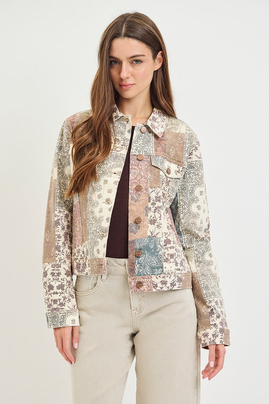 Paisley Print Denim Jacket